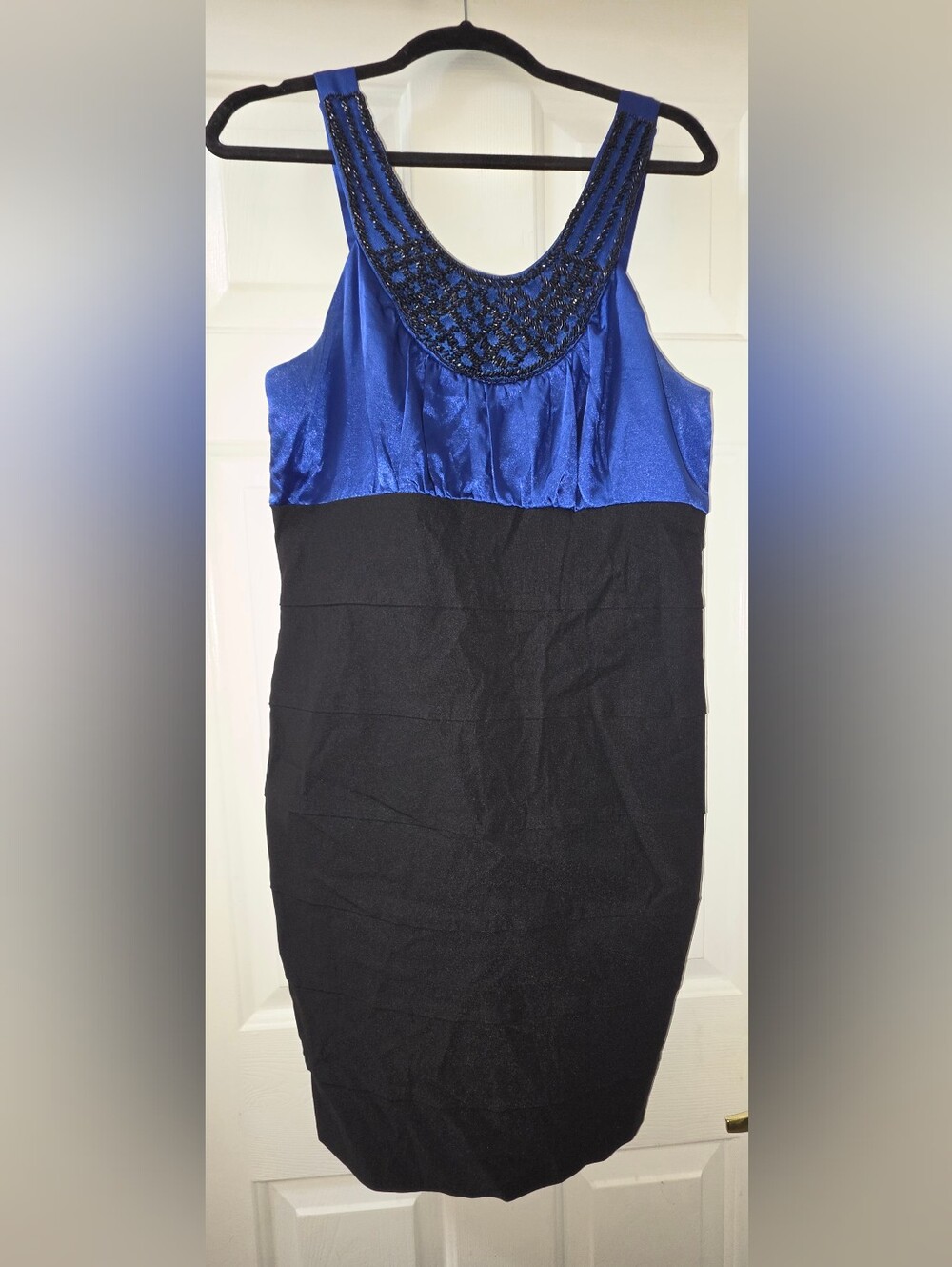Torrid Blue and Black Sleeveless Beaded Yoke Dress